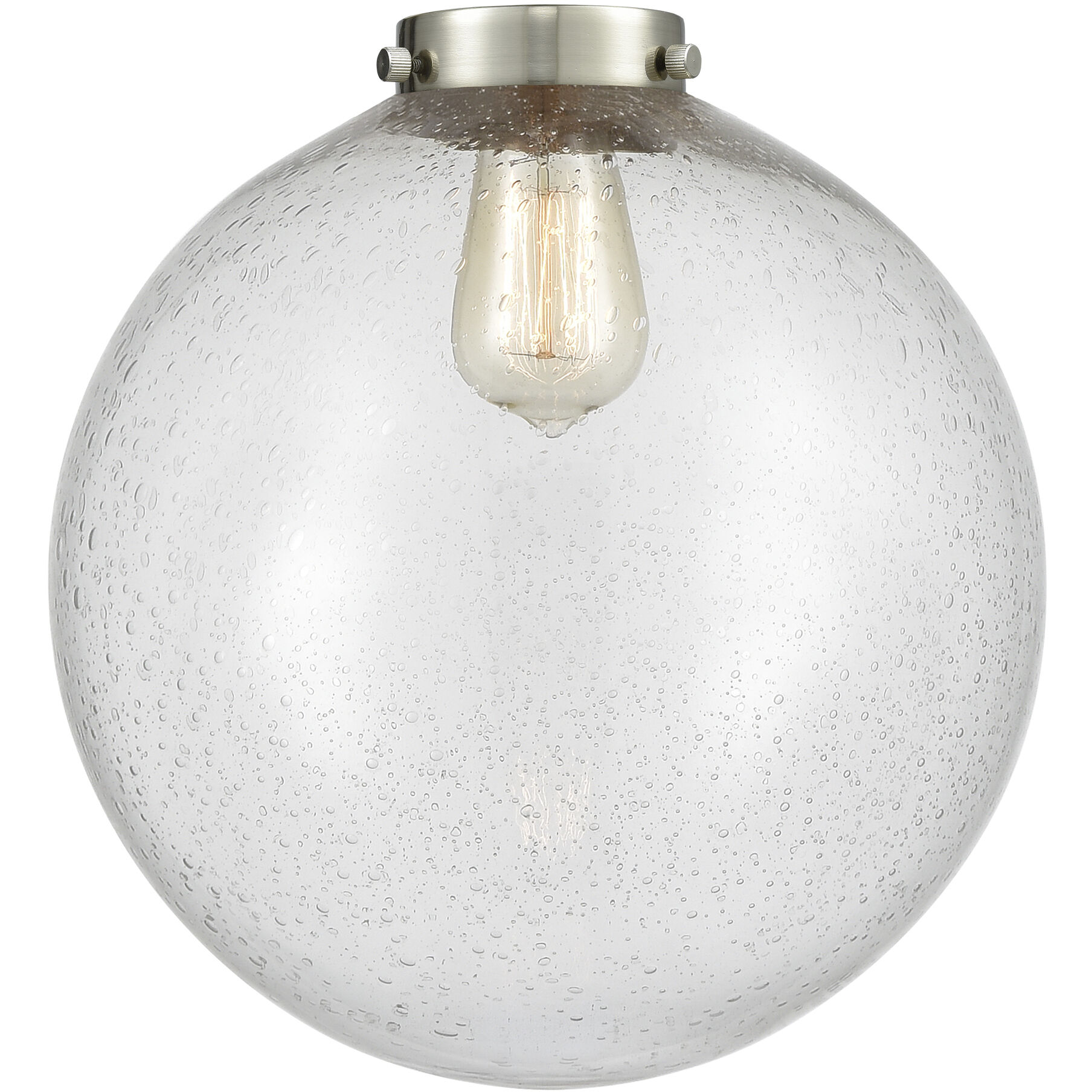 Beacon 1 Light 12 inch Brushed Satin Nickel Mini Pendant Ceiling Light in Seedy Glass